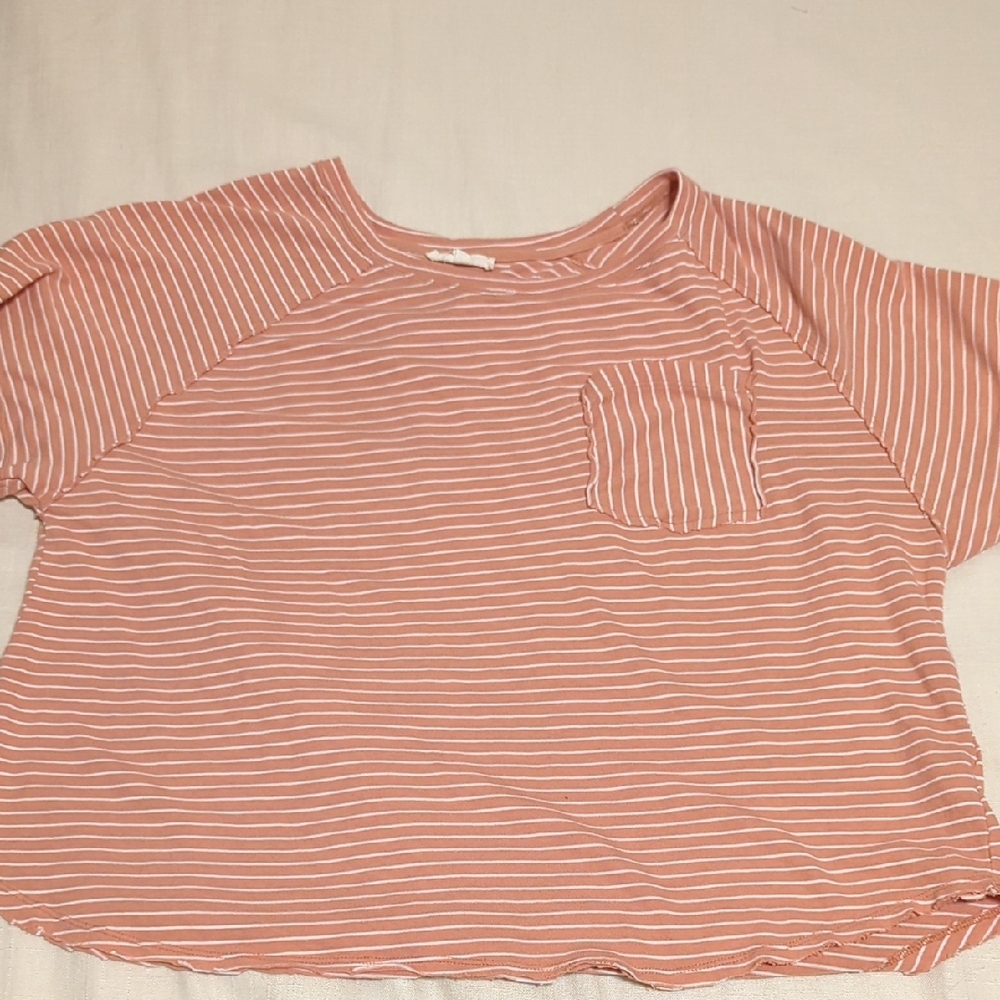 Women’s Orange Rust Stripe Pocket Tee